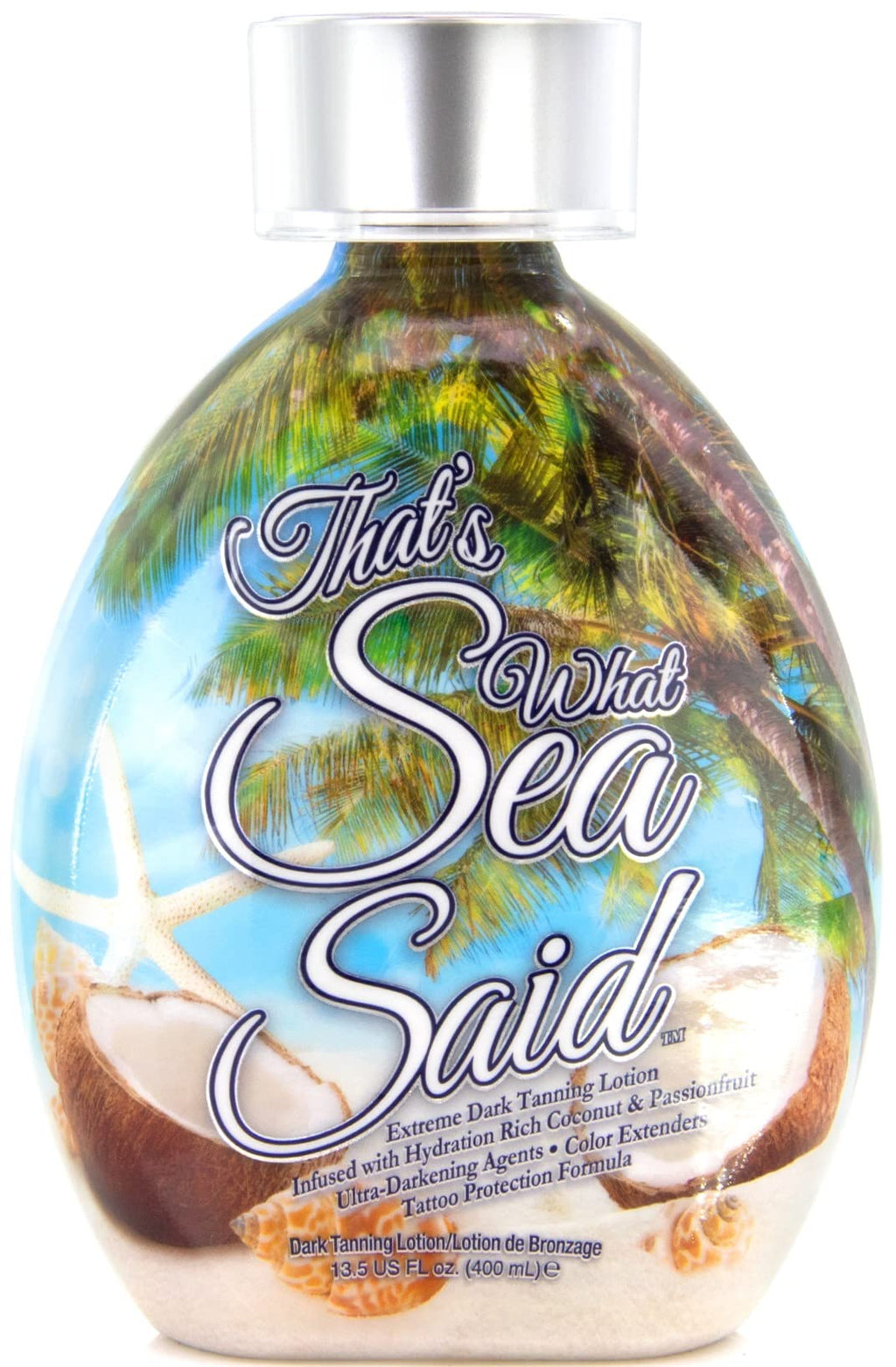 That’s What Sea Said Tanning Bed Lotion Accelerator for Indoor & Outdoors, Fast Dark Tan Enhancer with Coconut Oil & Aloe, Moisturizing Indoor Tanning Lotion for Face & Body, Tattoo-Safe, No Bronzer