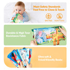 Baby Books 0-6 Months - 2 PCS Sensory Montessori Toys for Babies 0-6 Months with Crinkle Squeaky Sounds, Mirrors, Teethers - Soft Cloth Tummy Time Book Newborn Infant Toys