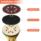 Mkobon 4 Pack 5 Inch 8 Holes Foam Sanding Pads for Orbital Sander