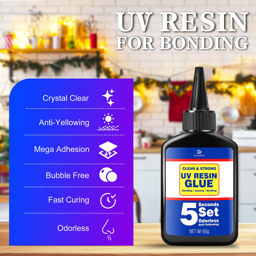 UV Resin White, Crystal Clear Hard UV Glue for Jewelry Making & DIY Crafts – Solar Cure Epoxy Kit, Low Odor, Sunlight & UV Lamp Activated (120G)