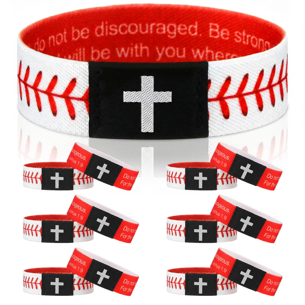 Landical 6/12 Pcs Softball Baseball Bible Verse Bracelets with NFC Technology for Women Men Teen Team Religious Christian Scripture Bracelet Tap-to-read with Phone Baptism Gift(12 Pcs,White,Baseball)