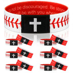 Landical 6/12 Pcs Softball Baseball Bible Verse Bracelets with NFC Technology for Women Men Teen Team Religious Christian Scripture Bracelet Tap-to-read with Phone Baptism Gift(12 Pcs,White,Baseball)
