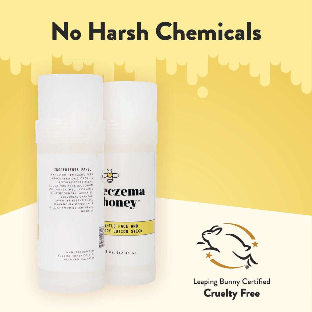 ECZEMA HONEY Gentle Face & Body Lotion Stick - Moisturizing Colloidal Oatmeal Hand Cream for Extremely Dry Skin - Eczema Lotion Helps Psoriasis, Dermatitis & More (2.2 Oz)
