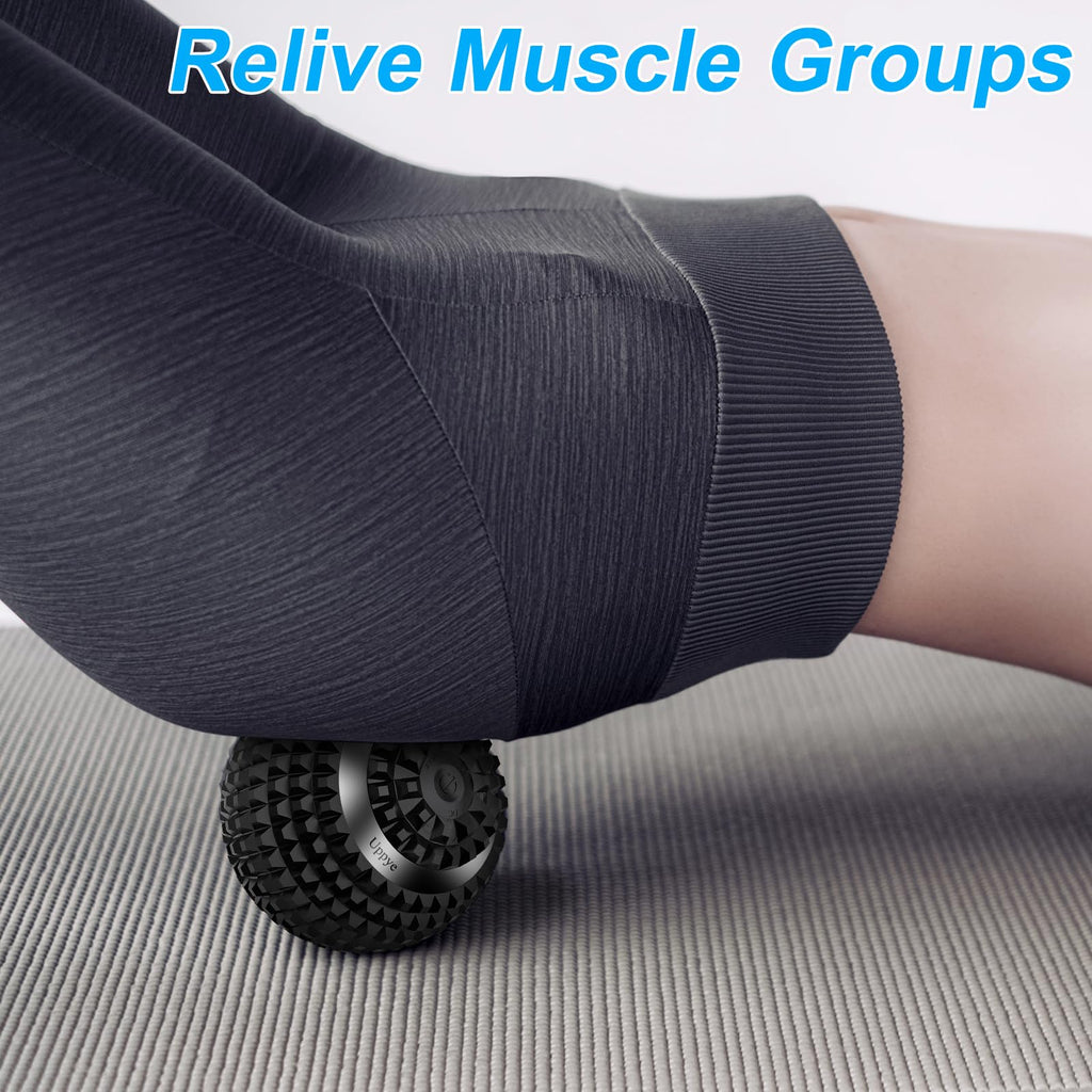Uppye Vibrating Ball Massager, 4-Speed High-Intensity Fitness Lacrosse Ball, Mobility Ball for Workout Recovery, Deep Tissue Massager for Pain Relief and Trigger Point Treatment (Black)