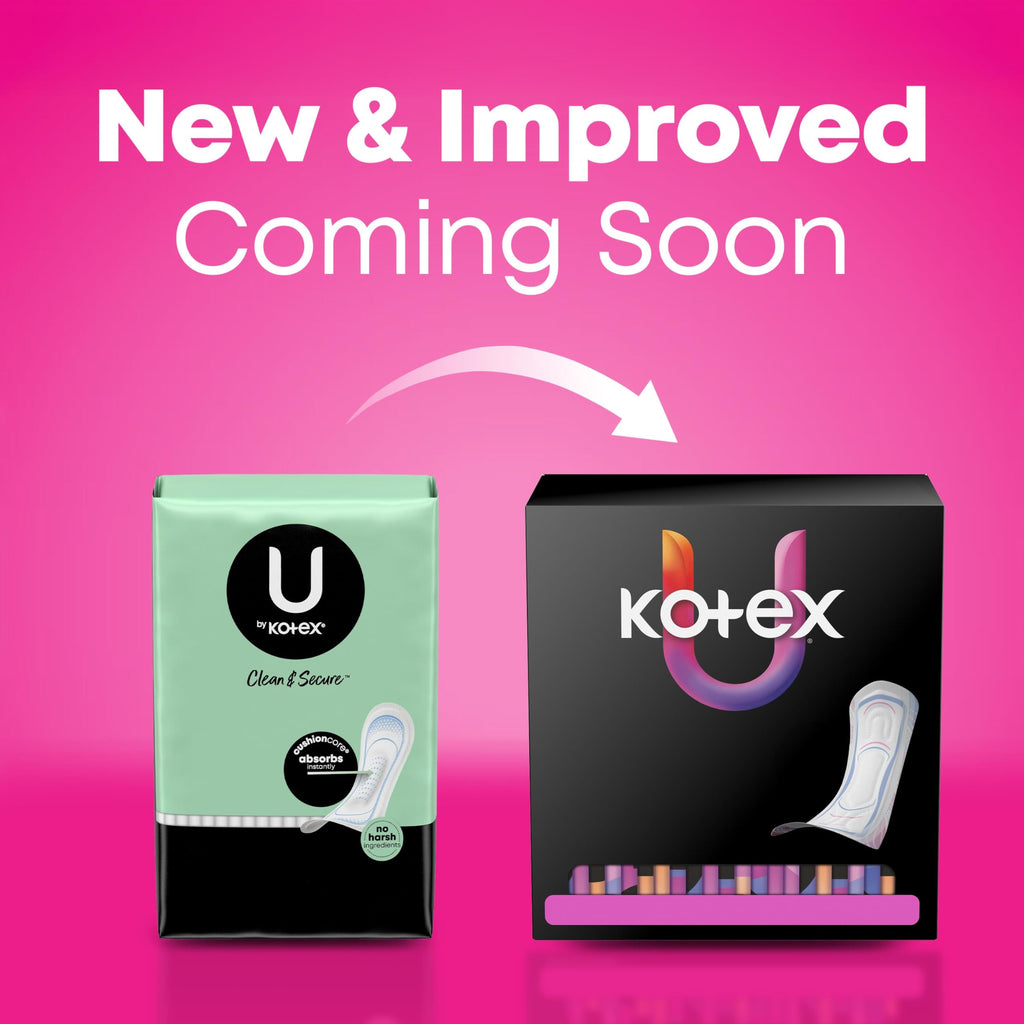 U by Kotex Ultra Thin Pads, Clean & Secure, Heavy Absorbency, 56 Count (Packaging May Vary) (Pack of 2)