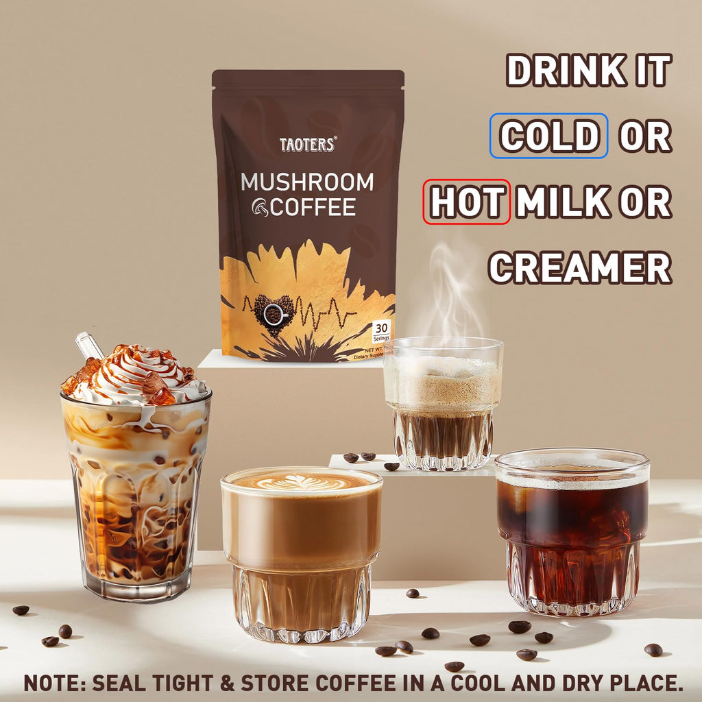 Mushroom Coffee | Enhanced Focus, Boosted Immunity, Improved Energy | 6 Adaptogenic Mushrooms: Cordyceps, Reishi, King Trumpet, Shiitake, Lion's Mane & Turkey Tail | 2 Pack