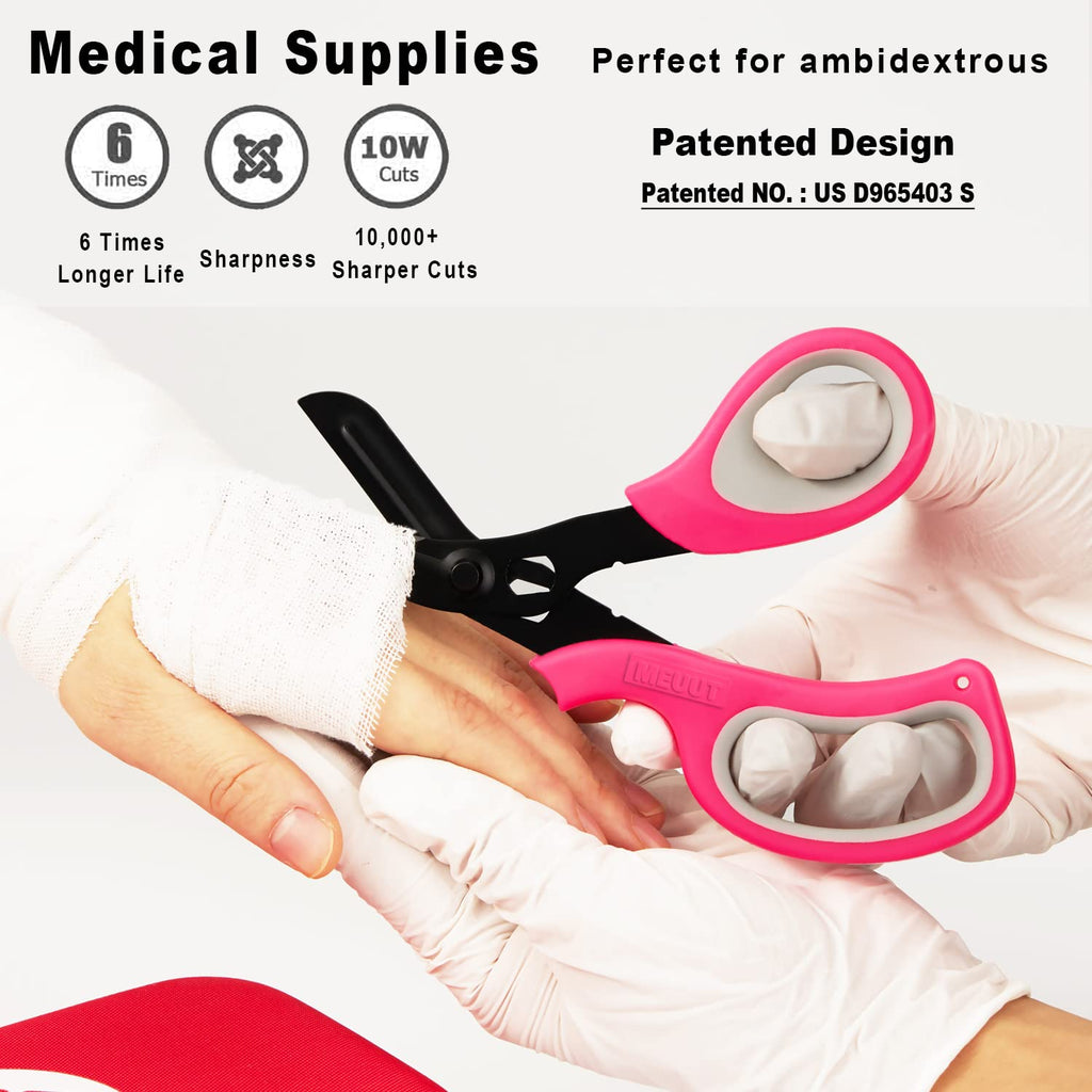 MEUUT 3 Pack Pen light & Medical Scissors-One Pantented Trauma Scissor Two LED Penlight with Pupil Gauge -8" Bandage Scissor for Nurse Doctor EMT