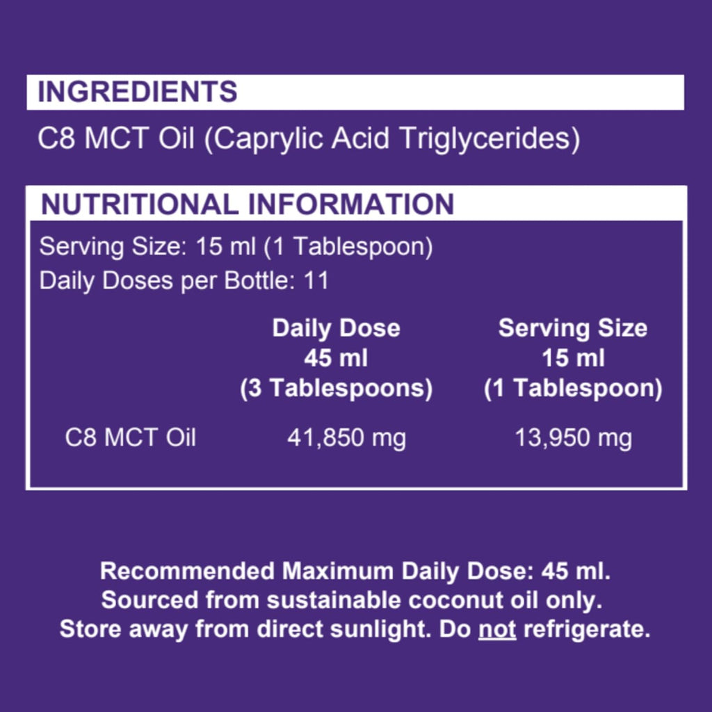 Ketosource Premium Pure C8 MCT Oil | Boosts Ketones 3X More Than Other MCTs | Highest 99.8% Purity | Supports Keto Nutrition & Fasting | BPA-Free Bottle (17.6oz) | Vegan Friendly & Gluten Free
