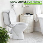 SAMODRA Bidet Attachment, Non-Electric Cold Water Bidet Toilet Seat Attachment with Pressure Controls, Retractable Self-Cleaning Dual Nozzles for Frontal & Rear Wash - Brushed Nickel