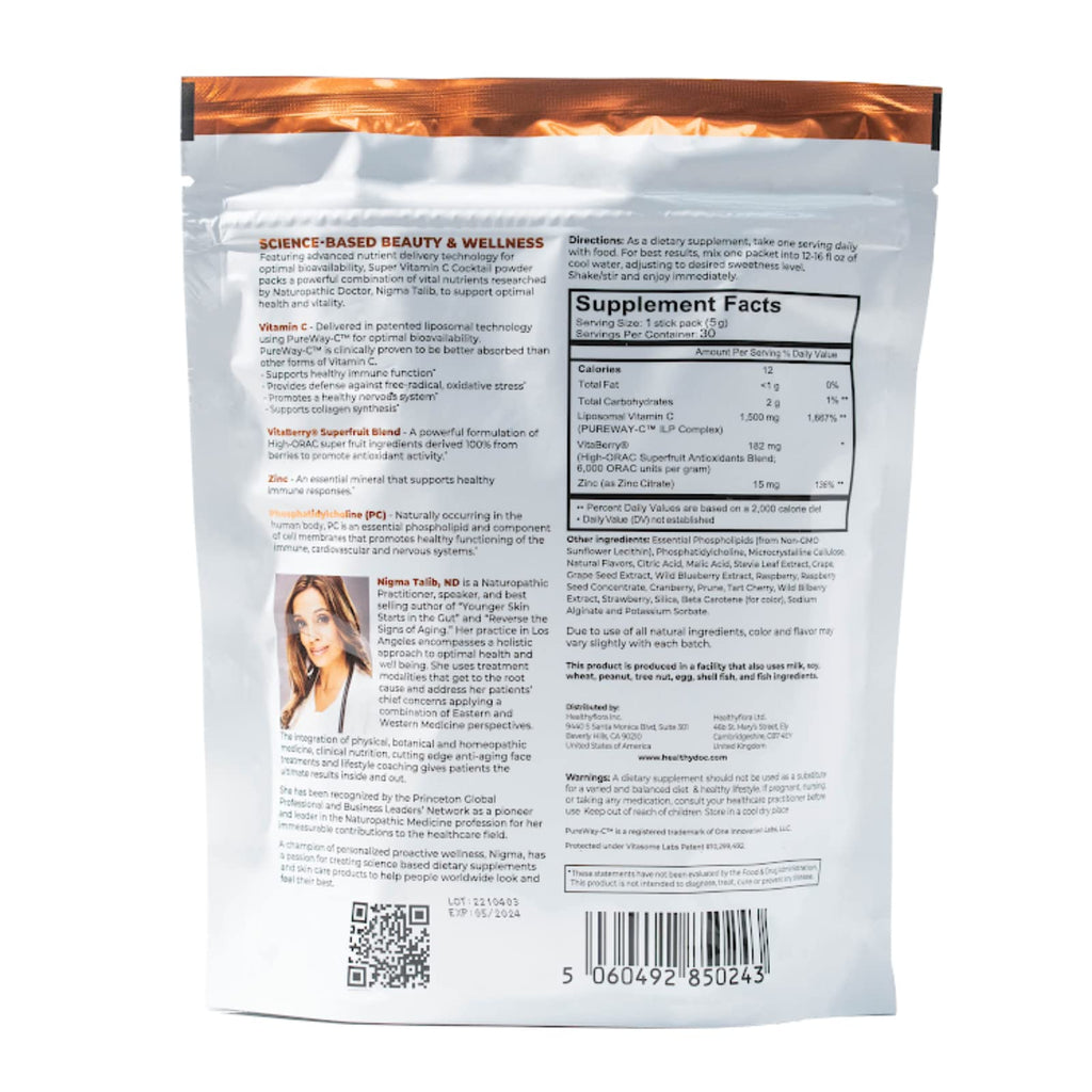 DR. NIGMA Super Vitamin C Cocktail Powder | Science-Based Beauty and Wellness | Powerful Combo of Vital Nutrients to Support Optimal Health and Vitality | 30 Servings | 5.30 oz | Berry Flavor