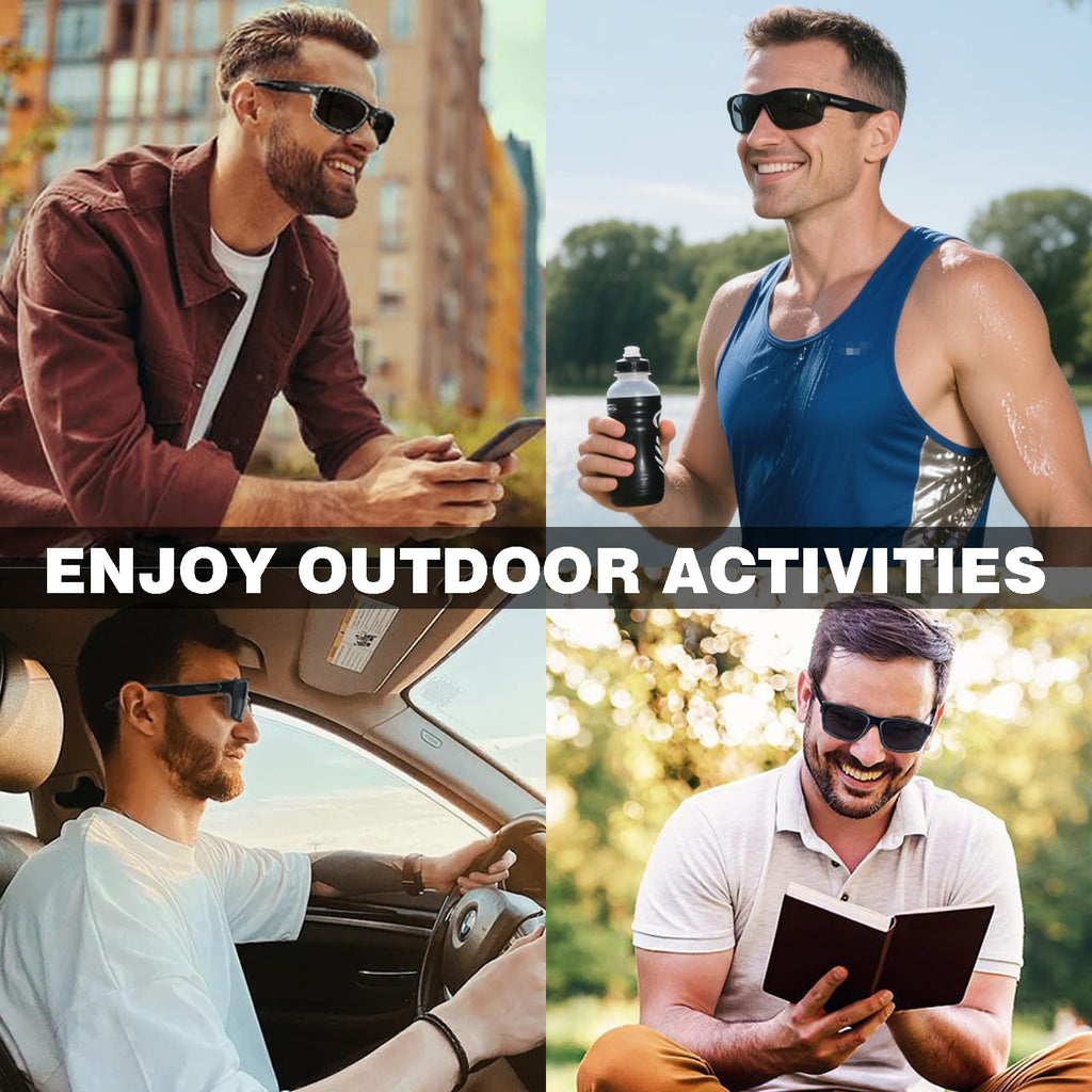 Missfive 2-Pack Mens Ultimate Bifocal Sunglasses with Readers Built In Sporty Upgraded Wrap Frame, UV400 Protection Driving & Reading Glasses for Outdoor +1.5