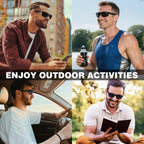 Missfive 2-Pack Mens Ultimate Bifocal Sunglasses with Readers Built In Sporty Upgraded Wrap Frame, UV400 Protection Driving & Reading Glasses for Outdoor +1.5