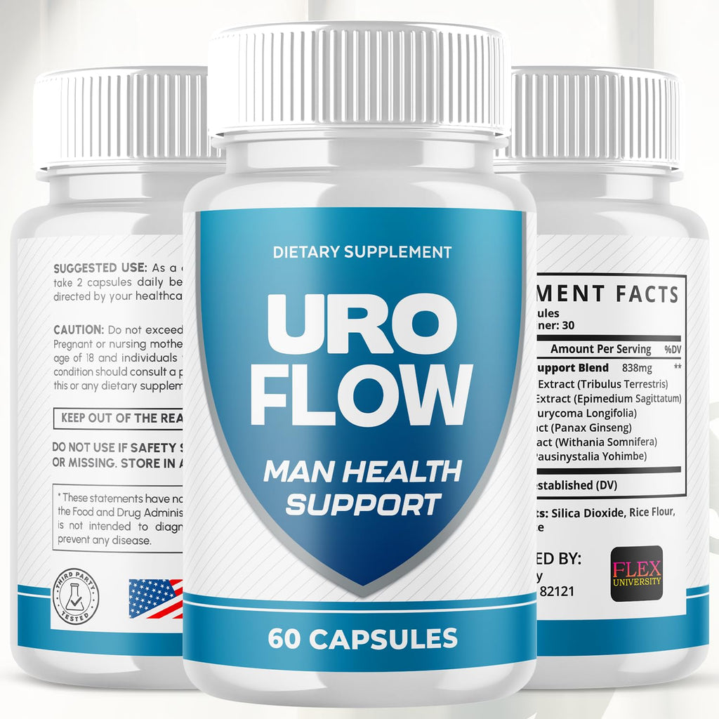(2 Pack) URO Flow Capsules, UroFlow Pills for Men with All Natural Ingredients, Advanced Formula Men's Health and Wellness Pill, Maximum Strength Multivitamin Formula Supplement (120 Capsules)