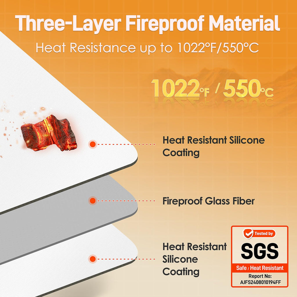 Amerbro Heat Resistant Mats for Countertop - Fireproof 15x18 in Heat Resistant Mats for Air Fryer - Kitchen Countertop Protector Hot Pad for Air Fryer, Coffee Maker, Stand Mixer, Oven 2PCS - White