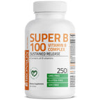 Bronson Super B 100 Vitamin B Complex Sustained Release Contains All B Vitamins (Vitamin B1, B2, B3, B6, B9 - Folic Acid, B12) Supports Energy Metabolism & Nervous System Health, Non-GMO, 250 Tablets