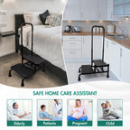 Gyykzz 2 Step Stool with Handle and Non-Slid Platform, Medical Step Stool with Adjustable Handrail for Adults, Seniors and Handicap, Heavy Duty Multifunctional Stepping Ladder Holds up to 400LBS
