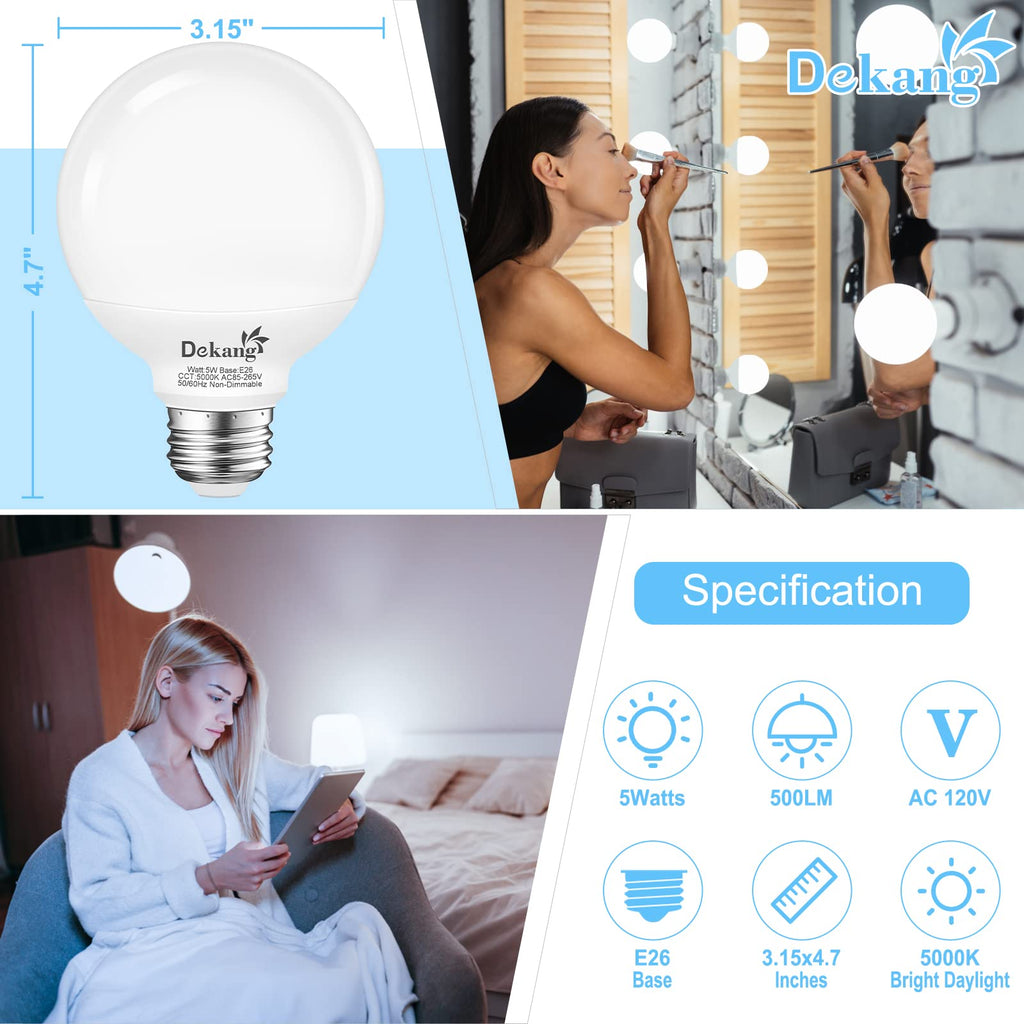 Dekang 8 Pack LED Globe Light Bulbs 5000K Daylight E26 Base 60W Equivalent
