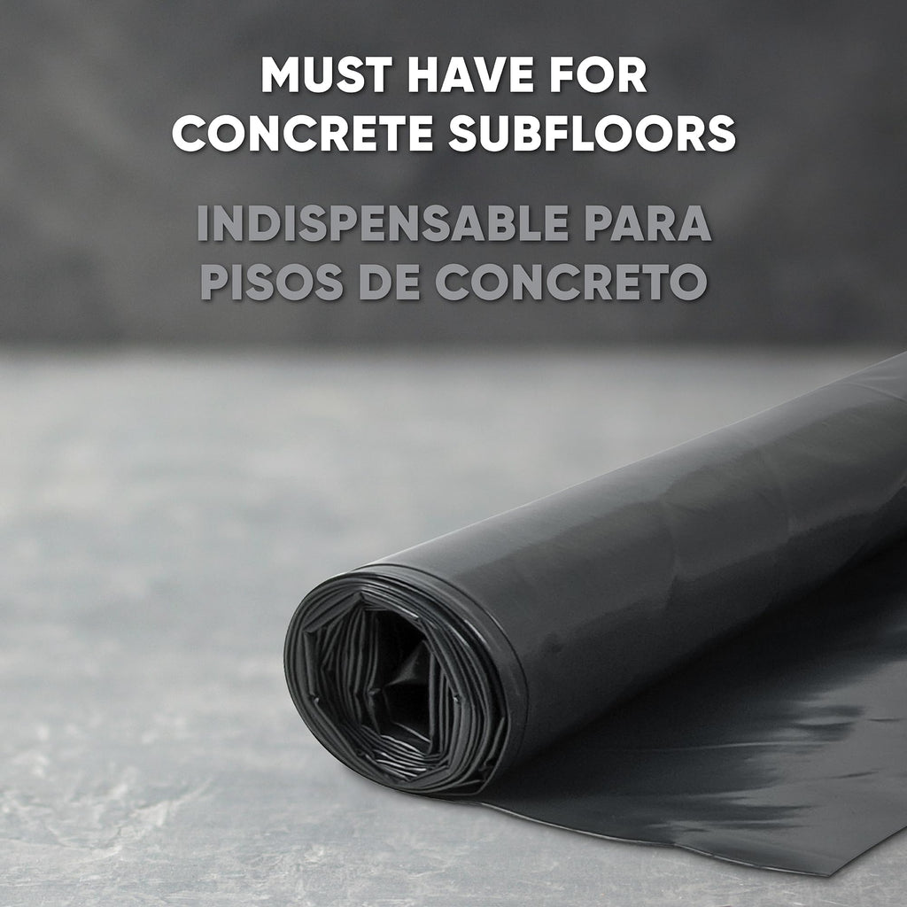 ROBERTS 70-116 Moisture Barricade 6 mil Polyethylene Film for Vinyl, Laminate SPC, Engineered Wood Floors - 300 sq. ft. Roll, Black