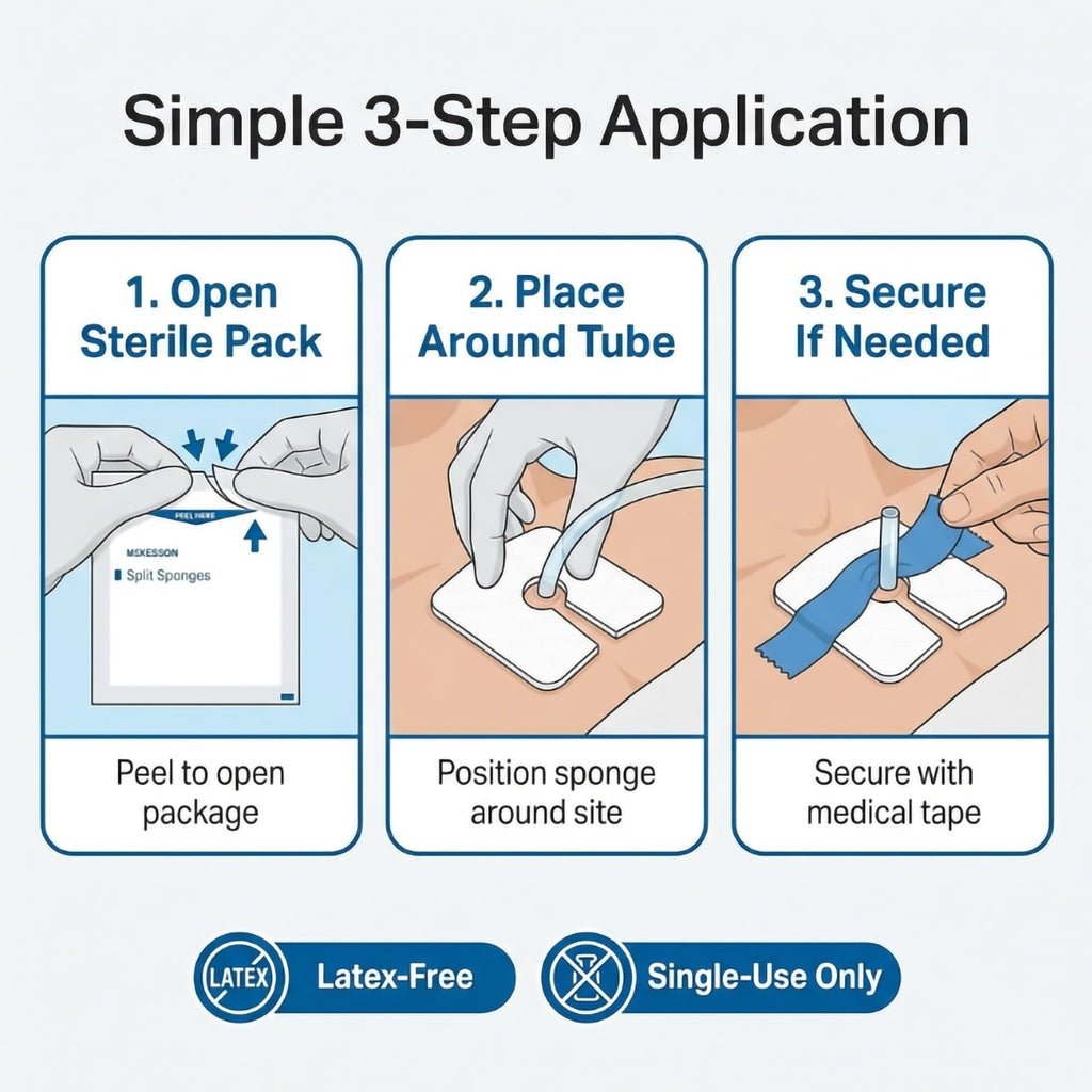 McKesson Split Sponges, Sterile, 6-Ply, 2 x 2 in, 70 ct