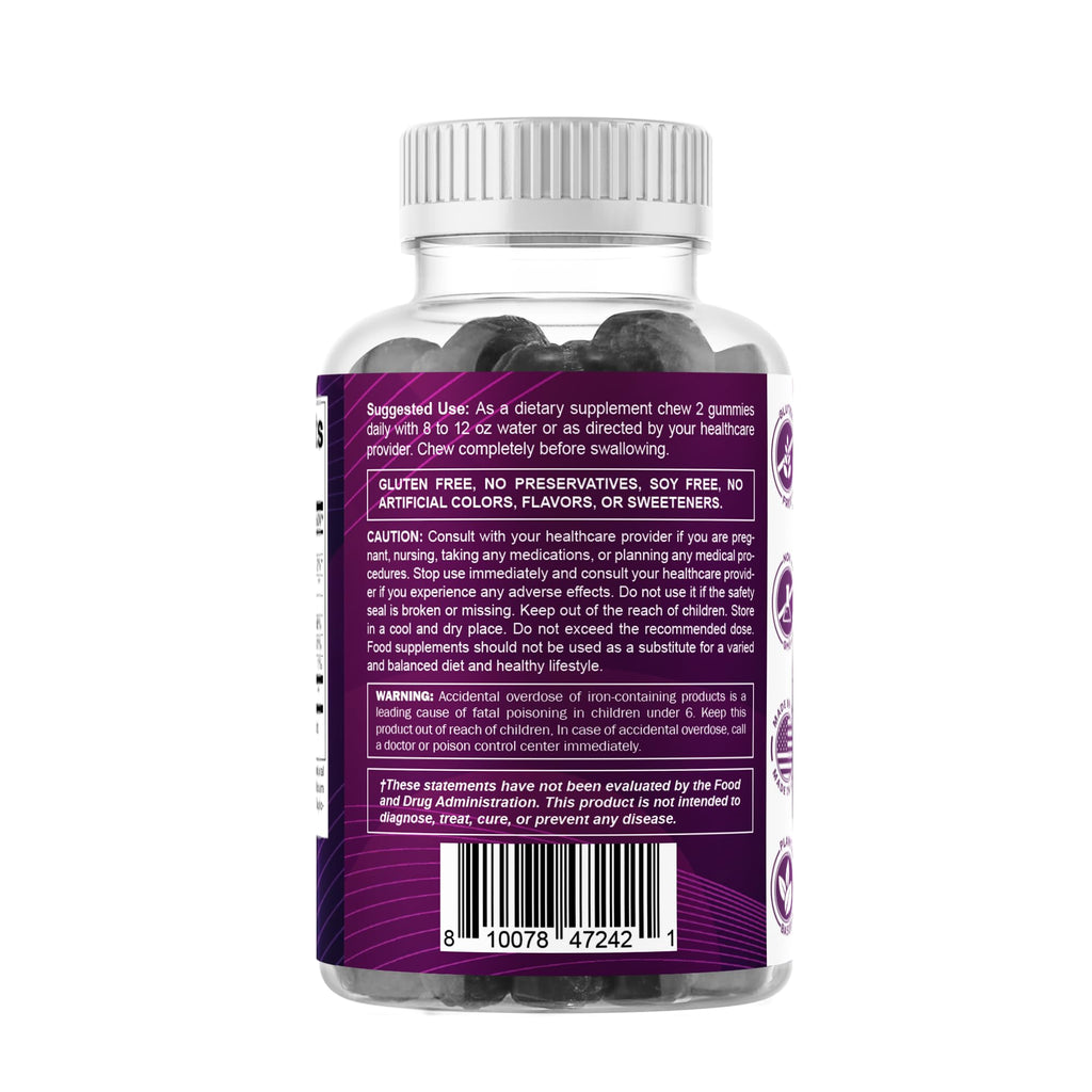 Vitamatic Iron 65 mg Gummies Supplement for Women & Men - 60 Vegan Gummies - Great Tasting Iron Gummy Vitamins with Vitamin C (1)