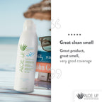 Aloe Up White Collection Continuous Sunscreen Spray SPF 50 Broad Spectrum UVA/UVB Sunscreen Protector for Face and Body with Moisturizing Aloe Vera Gel Reef Safe Coco Mango Fragrance 5.5 Fl. Oz