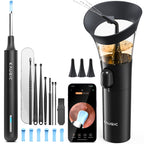 KAUGIC Ear Cleaner with Camera, Manual Wax Removal Kit, 7 Spoons, Black