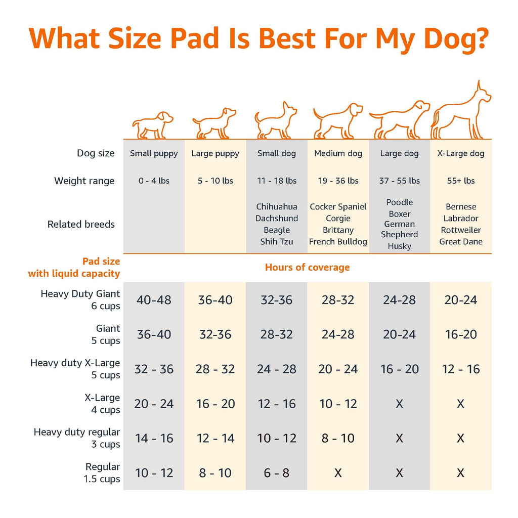 Amazon Basics Leak-Proof Dog and Puppy Potty Training Pee Pads with Quick-Dry 5-Layer Surface, Standard Absorbency, Giant Size, 27.5 x 44 Inch, Blue & White, 40-Pack