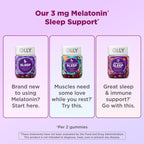 OLLY Muscle Recovery Sleep Gummies, Sleep and Sore Muscle Support, 3mg Melatonin, Tart Cherry, Vitamin D, Berry Flavor - 40 Count