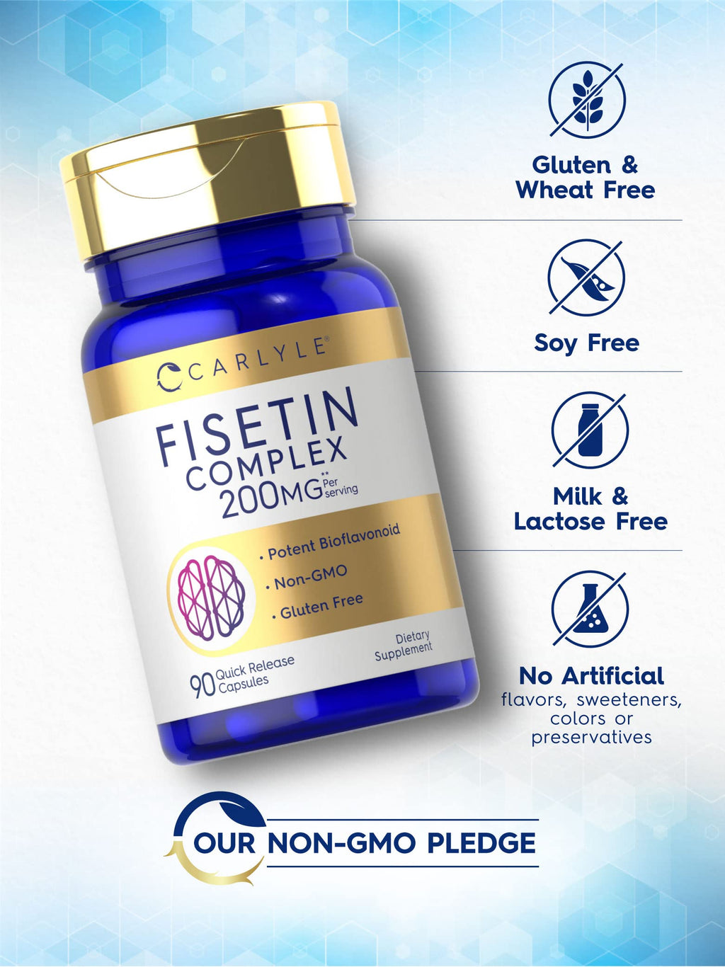 Carlyle Fisetin Complex Supplement | 90 Capsules | Non-GMO and Gluten Free