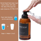 2 Pack Foaming Soap Dispenser, 12.7 Oz Thick Glass Pump, Amber