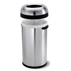 simplehuman 60 Liter / 16 Gallon Bullet Open Top Trash Can, Commercial Grade Heavy Gauge, Brushed Stainless Steel