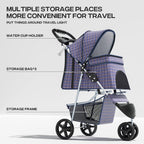 Pet Stroller for Small Dogs 10 lbs, Dog Stroller for Medium Dogs 30 lbs, Cat Strollers for 2 Cats, 3 Wheels Foldable Jogger Puppy Stroller with Storage Basket and Cup Holder, Plaid