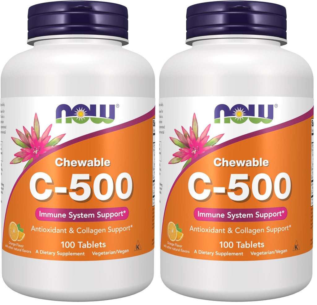 NOW Supplements, Vitamin C-500, Antioxidant Protection*, Orange Juice Flavor, 100 Chewable Lozenges (Pack of 2)