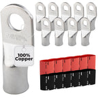 SELTERM 10pcs, 4/0 Awg, 5/16" Stud Marine Grade Tinned Copper Battery Lugs