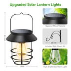Solar Lanterns Outdoor Waterproof, High Brightness Hanging Solar Lights for Outside with Wall Hooks, Halloween Decor Retro Metal Outdoor Lanterns Auto On/Off for Patio, Yard Decor, Black,4Pack