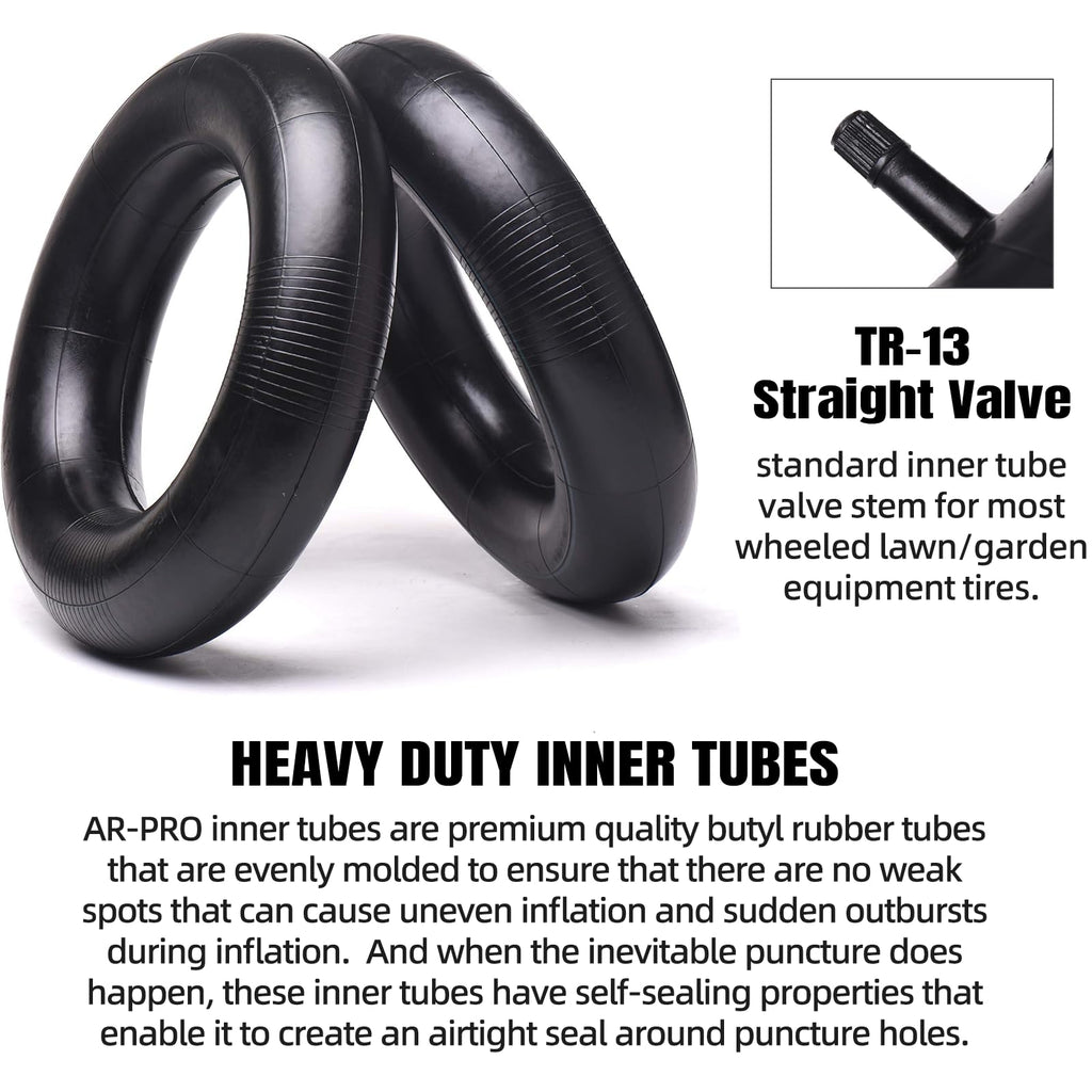 (2-Set) AR-PRO 4.80/4.00-8" Tire and Inner Tube Set - Universal Replacement Tires and Inner Tubes with 15.5" Outer Tire Diameter and 4.80" Tire Width - Fits on Dollies, Trolleys, Wagons, and More
