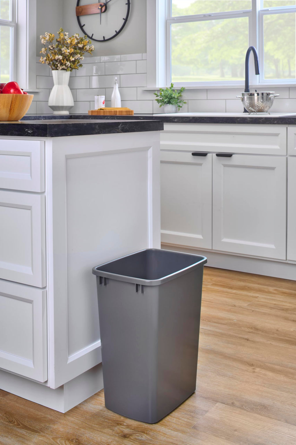Rev-A-Shelf 2-Pack 35 Quart Polymer Replacement Trash Bin, Recycle Waste Garbage Container for Kitchen Cabinet Pullouts, Gray, RV-35-13-2 - Large Plastic Bins for Home and Office