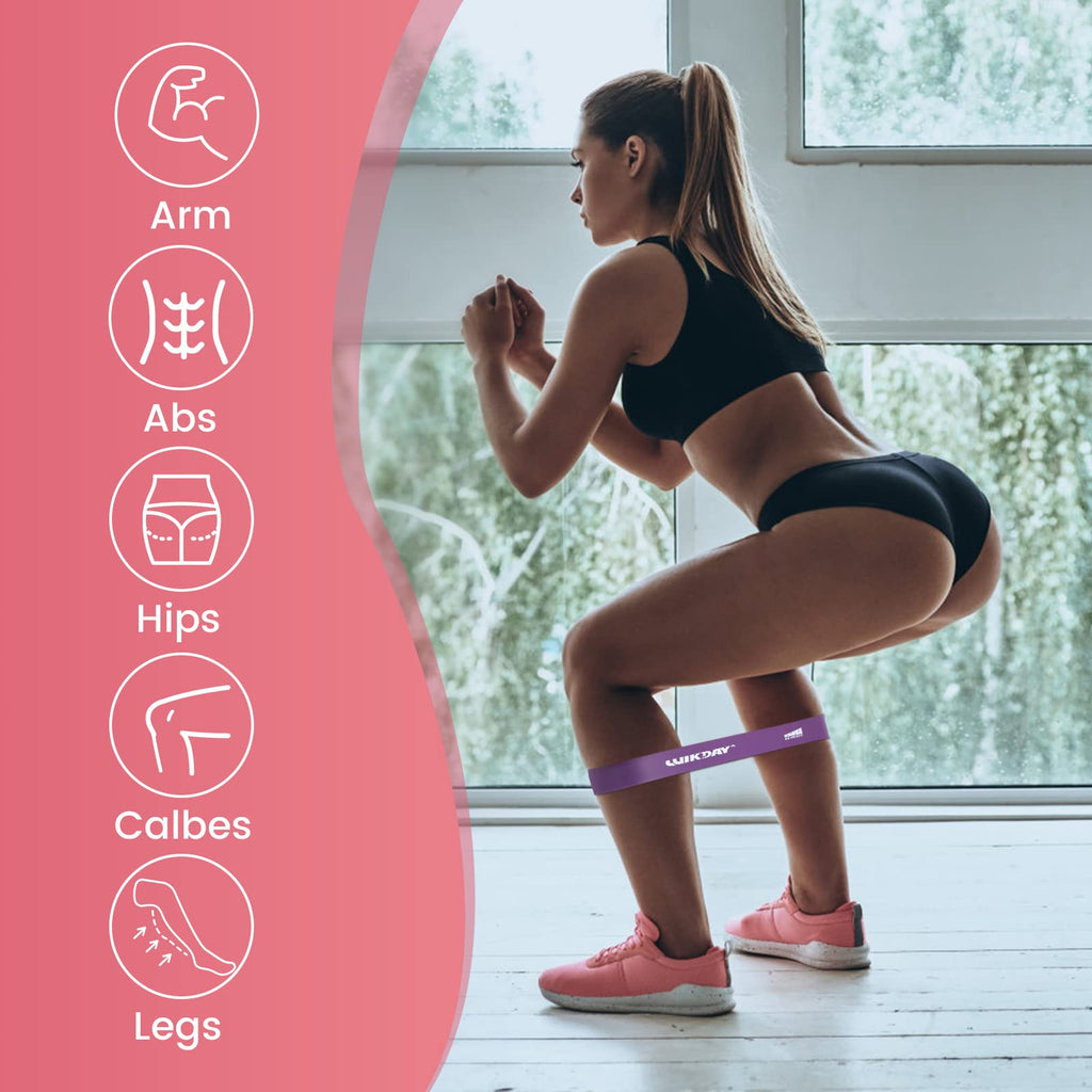 WIKDAY Resistance Bands for Working Out Exercise Loop Bands Workout Bands Set for Men Women Body Stretching, Training, Home Workout, Physical Therapy, Booty Legs, Set of 5 (Pink)