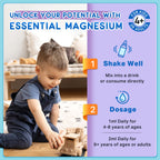 (2 Pack) Magnesium Glycinate Liquid for Kids, Kids Magnesium Liquid Drops Supplement with L-Theanine, Calcium, Zinc, Vitamin D3 K2 for Sleep Calm Relaxation Brain Bones Focus, Grape Flavor 4 Fl Oz