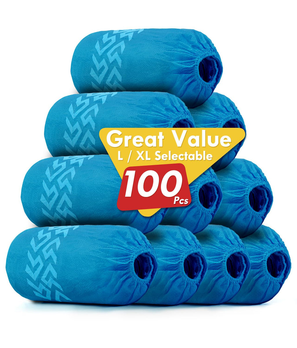Shoe Covers Disposable for Indoor - 100 Pack Recyclable Blue Shoe Covers, Disposable Shoe Covers Non-slip Boot Covers Fits Up To 11 US Men and 12 US Women