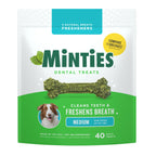 Minties Mint Dental Chews for Dogs, Medium Breeds 25-50 lbs, 40 Ct