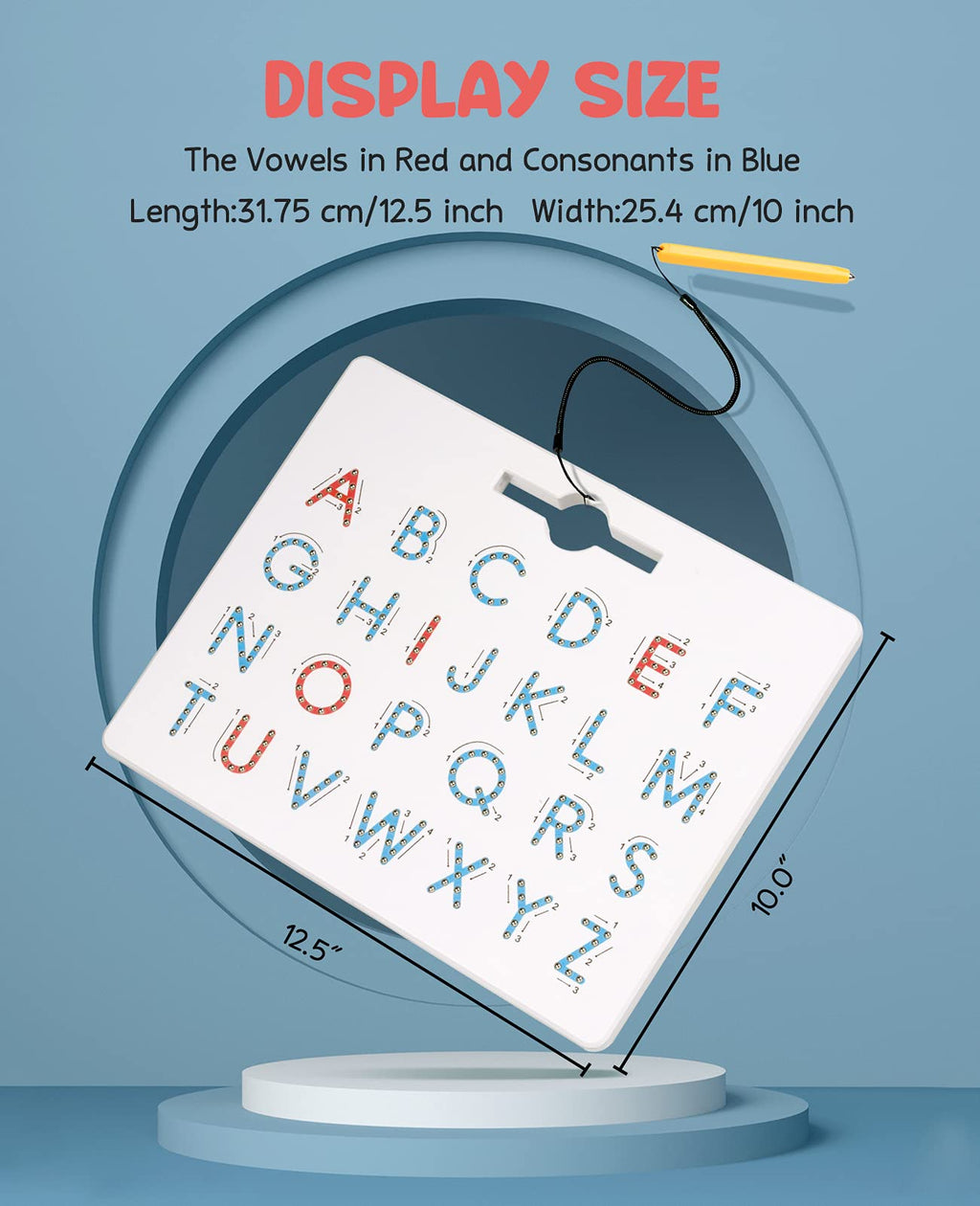 GAMENOTE Double Sided Magnetic Letter Board - 2 in 1 Alphabet Magnets Tracing Board for Toddlers ABC Letters Uppercase & Lowercase Practicing Learning Education Toys