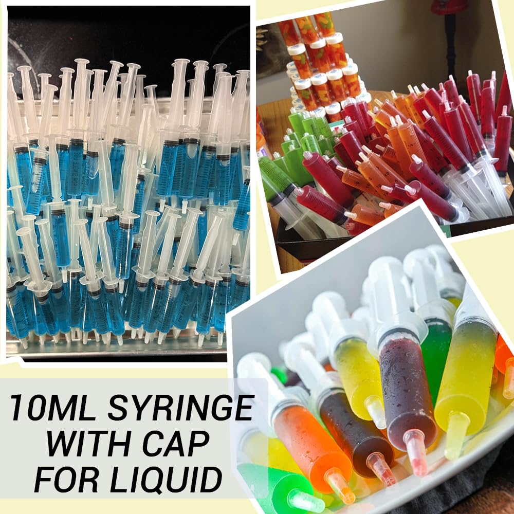 100 Pack 10ml Syringes with Cap, Luer Slip Tip, 10cc syringe Whole Pack Bulk Sterile Sealed, No Needle