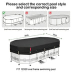 QH.HOME 12X20ft Oval Pool Cover,[Ultimate Windproof & Tear-Resistant Fabric],Snug Fit with Patented Ratchet & Weight Rings,Solar Pool Cover for Above Ground Pools, Blocks Leaves &Waterproof