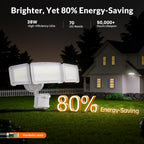LEPOWER LED Security Lights Motion Sensor Light Outdoor, 38W 4200LM Light, 5500K, IP65 Waterproof, 3 Head Detected Flood Light for Garage, Yard, Porch (White)