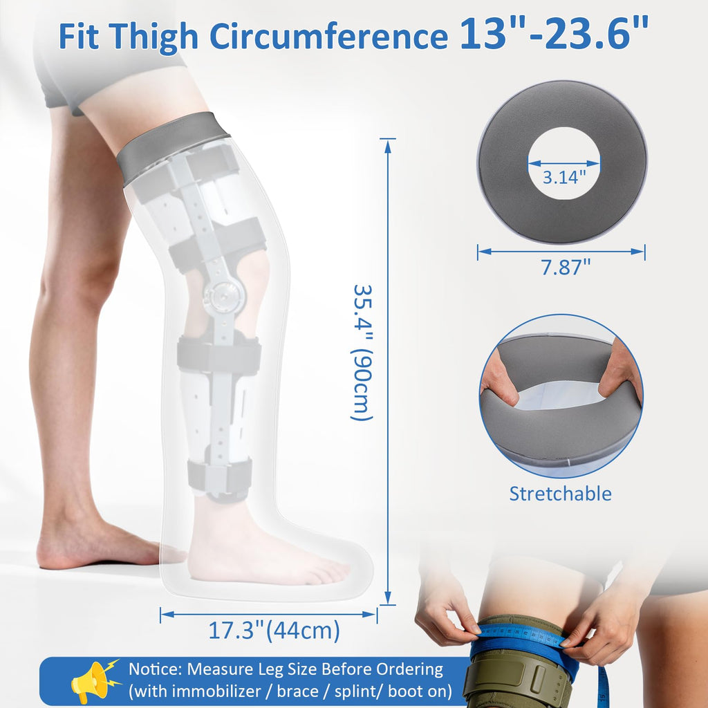 Waterproof Full Leg Cast Covers for Shower Adult, Extra Long Cast Covers for Shower Leg, Reusable Leg Cast Protector Cast Bag for Thigh Knee Foot Ankle Surgery Wounds Boots Braces, XL