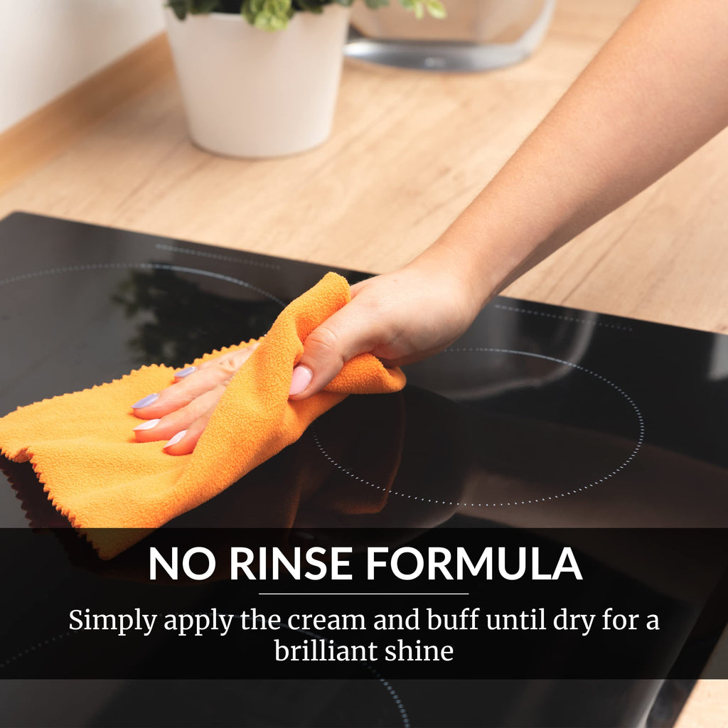 HOPE'S Cooktop Cleaning Cream, Fast Acting, No-Rinse Cooktop Cleaner for Glass Top Stoves, Polishes and Removes Burnt-on Stains Easily on Glass Ceramic Cooktops, 8 Fl Oz, Pack of 12