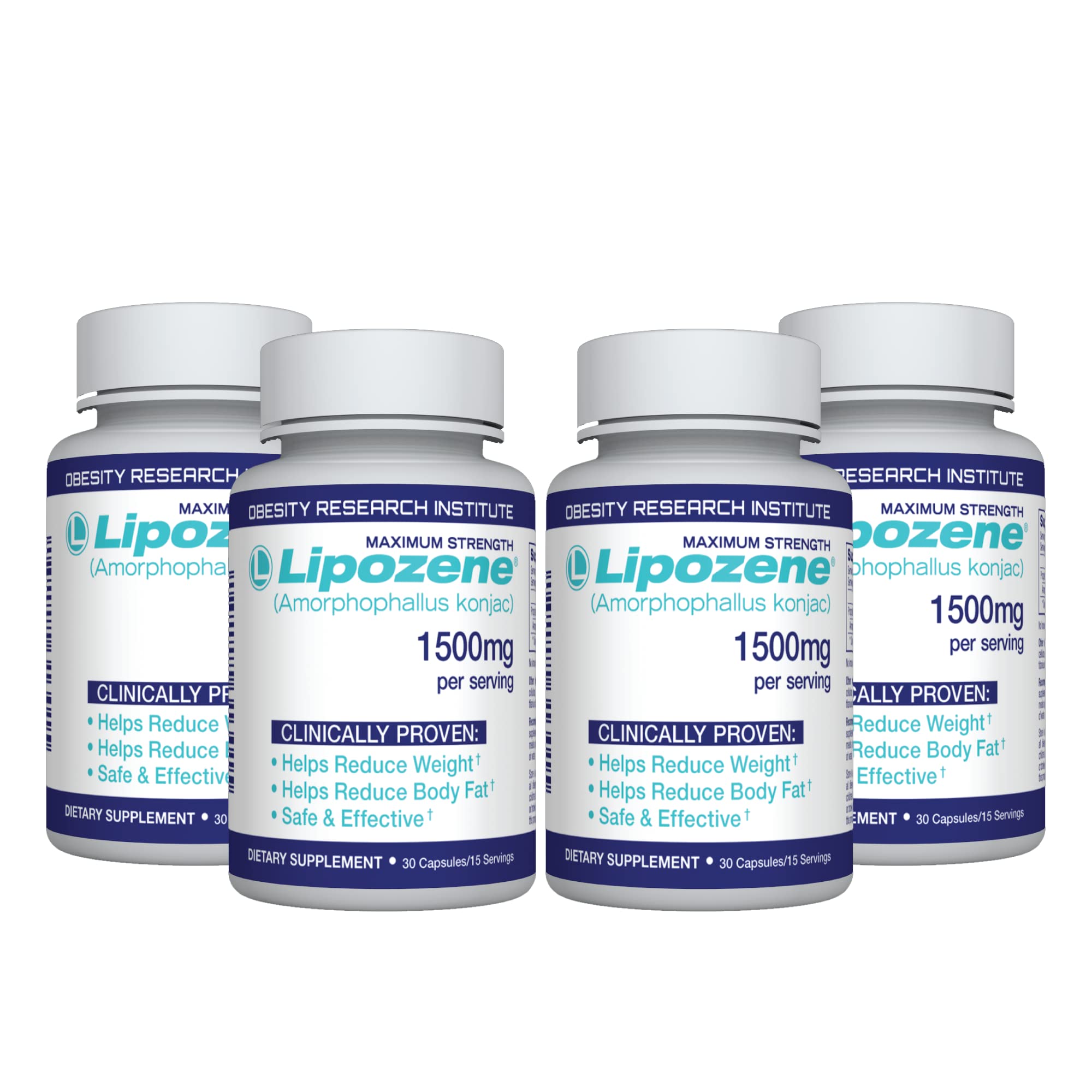 Lipozene Diet Pills - Weight Loss Supplement - 4 Bottles of 30 Capsules Each, a Total of 120 Capsules!