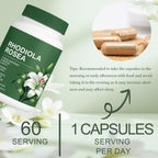 Floraviva Rhodiola Rosea Capsules | 500mg Rhodiola Rosea Extract Supplement for Stress Support, Mental Focus & Energy, Immune Function, Non-GMO, 60 Capsules