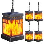 KOOPER Hanging Solar Lanterns Outdoor Waterproof, 4PCS Flickering Flame Hanging Solar Lights for Outside, Outdoor Solar Lanterns up to 12 Hours, Halloween Lanterns Decorative for Patio Yard Garden